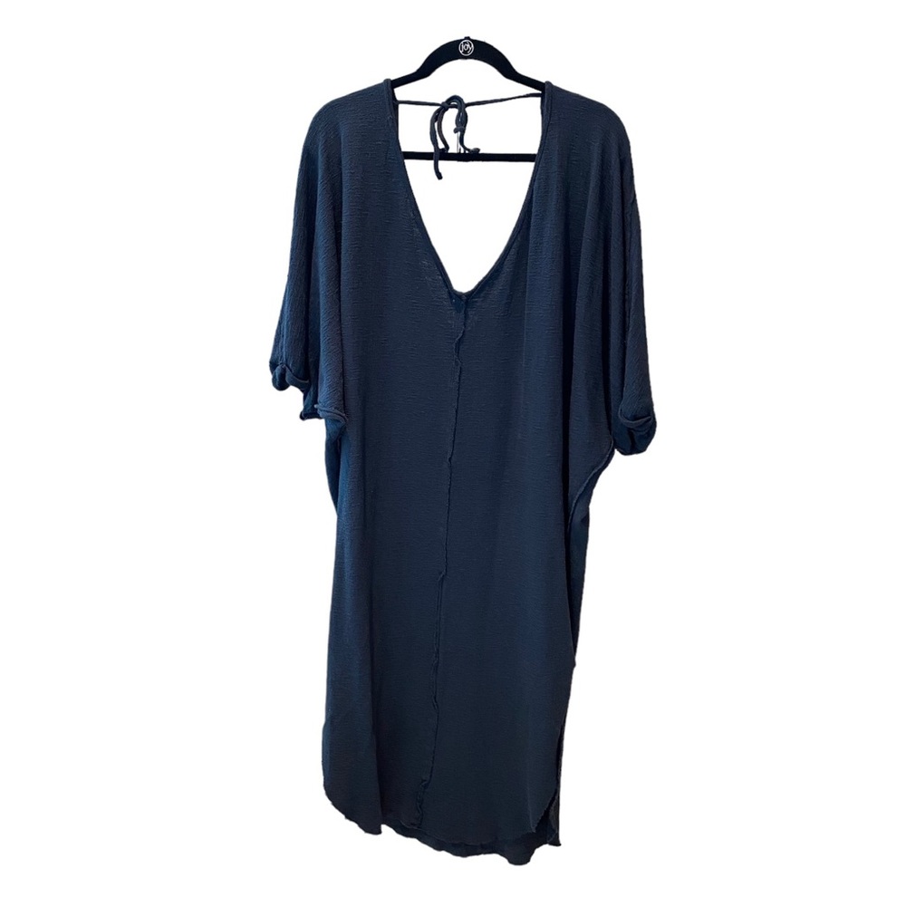 Free People Navy Textured V Neck Dress
